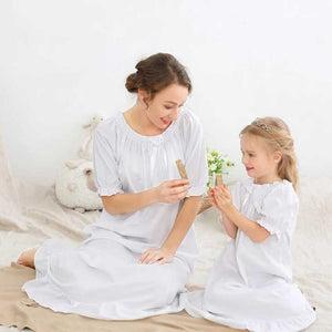 Huge Discounts Mother and Daughter Summer Cotton Dress Mommy and Me Clothes Short Sleeve Pajamas Loose Sleepwear 