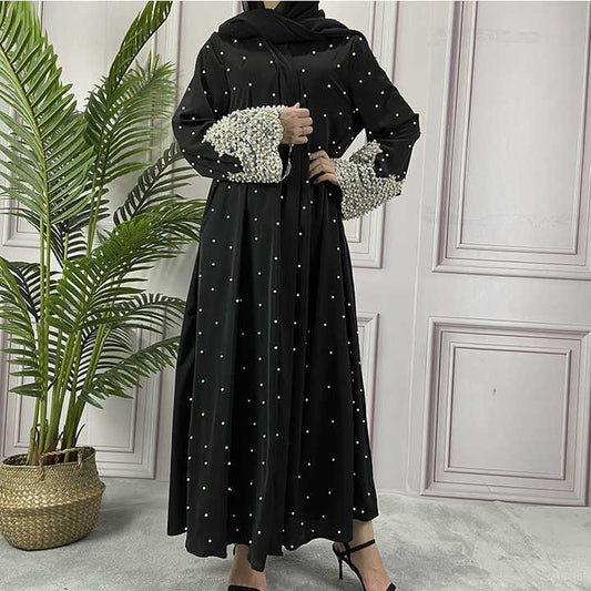 Women's abayas studded with pearls 