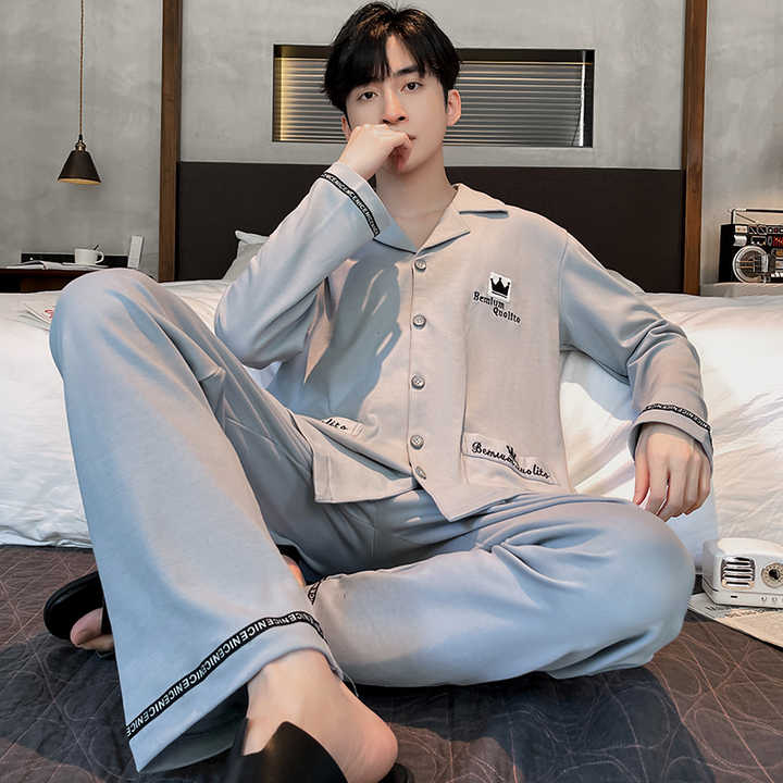 Men's long-sleeved pajamas spring and autumn suit. 