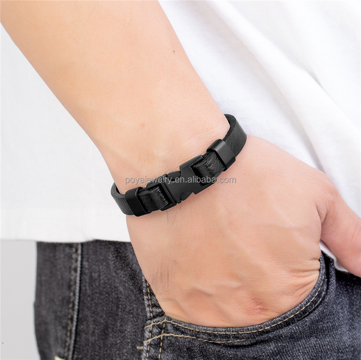 POYA Men's Handmade Leather Bracelet, 