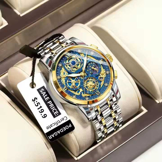 POEDAGAR 984 كرونوغراف فاخرة للرجال . POEDAGAR 984 Luxury Men's Chronograph