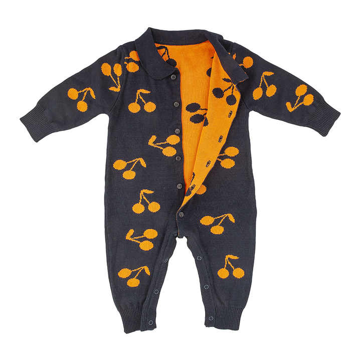 Cotton Jacquard Knitted Romper Jumpsuit 