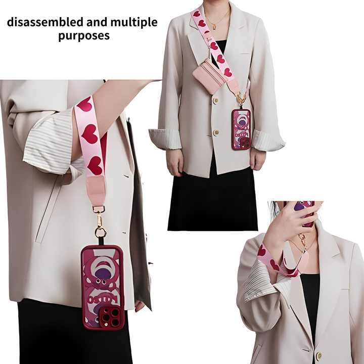 Detachable Cross Phone Lanyard with Zipper Strap, 