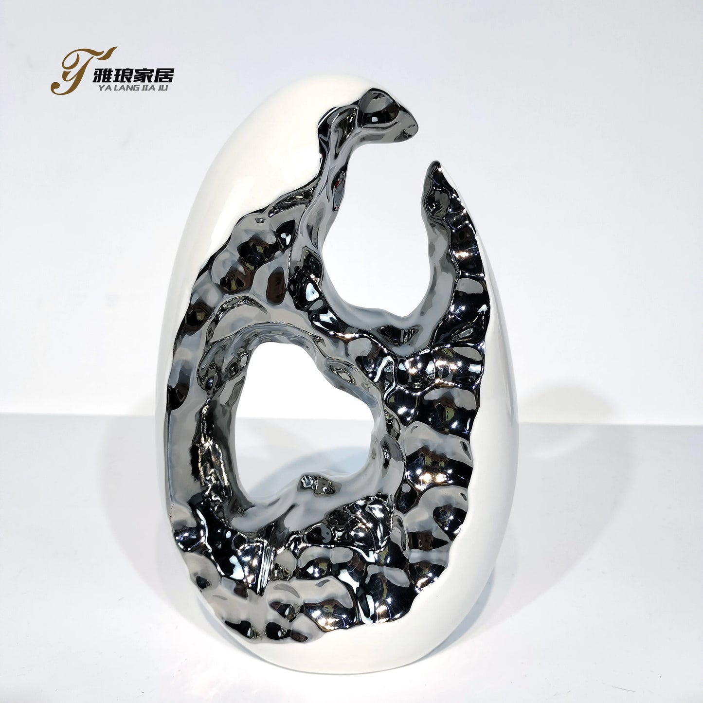 Modern Single Living Room Wedding Interior Decoration Ceramic Silver Egg Shape Luxury Home Decor Accessories 