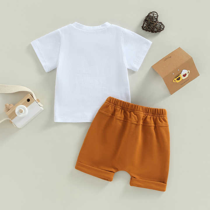 White Letter Short Sleeve Design -طقم ملابس صيفي