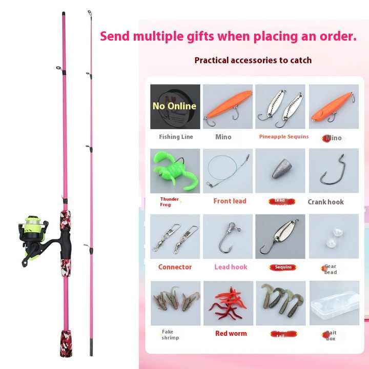Portable Mini Carbon Fishing Rod Set with Gun Handle Straight Handle for Bass Sea Fishing, Made in Cangzhou