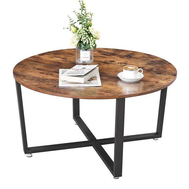 Classic antique coffee table with metal frame design. 