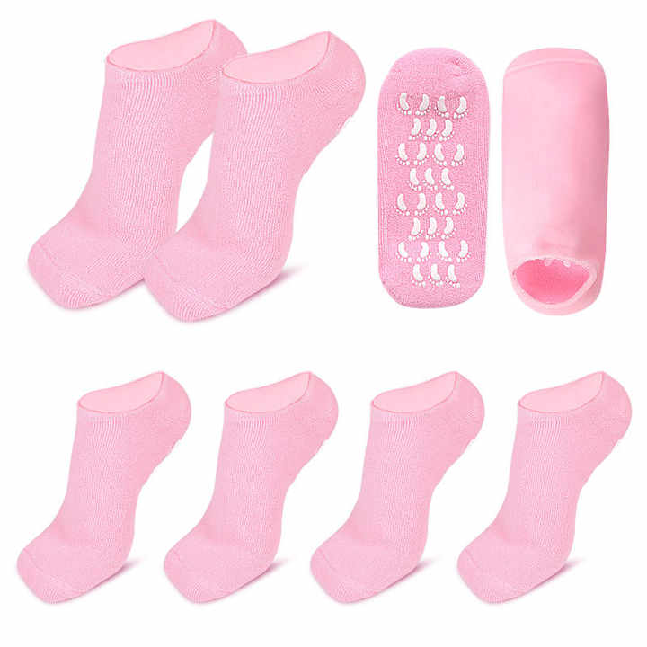 Moisturizing Silicone Gel Heel Socks for Hard Dry Cracked Skin Open Toe Recovery Socks Day Night Care 