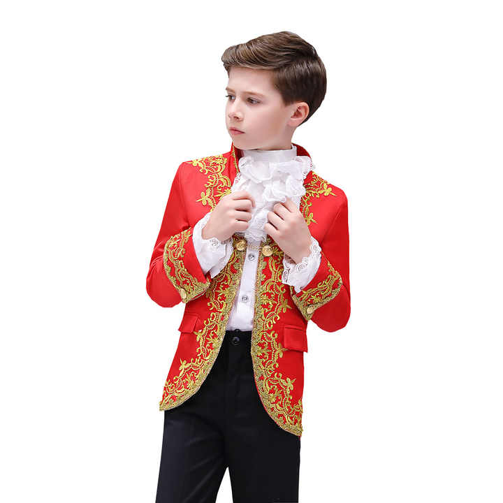Medieval Prince Costume for Kids Boys King Fancy Dress Tuxedo Carnival Cosplay Costume Children's Birthday Gift 