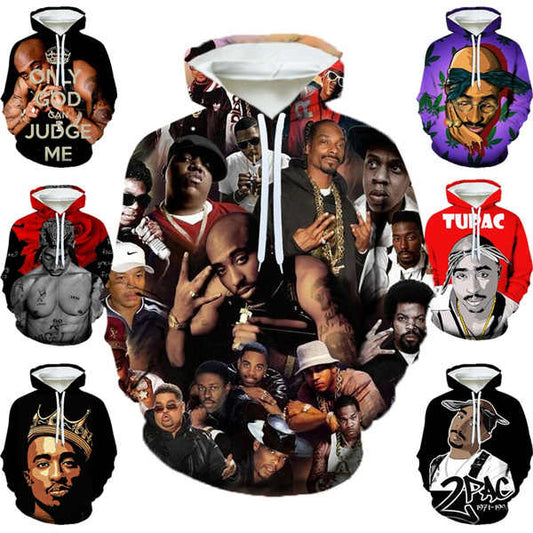 هودي رجالي مطبوع عليه  2بتقنية الطباعة ثلاثية الأبعاد، هودي رجالي مطبوع عليه 2Pac بتقنية الطباعة الرقمية