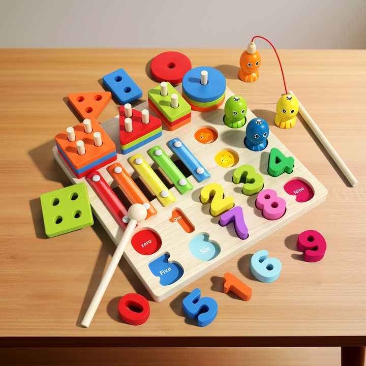 مجموعة مونتيسوري للأشكال الهندسية الأربعة في   Montessori 4-in-1 Geometric Shapes Set