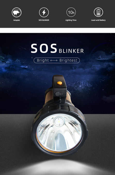 مصباح بحث من الألومنيوم قابل لإعادة الشحن LED . TAIGEXIN Rechargeable Aluminum LED Searchlight SOS