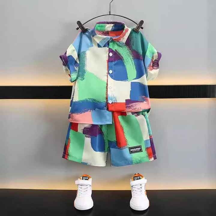 Boys' Suit Kids Summer New Short Sleeve Set-Shorts T- 