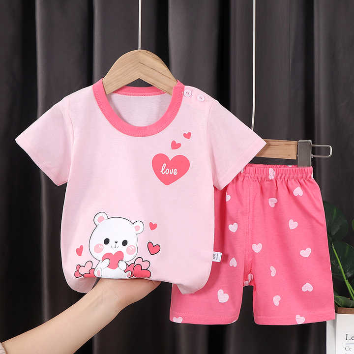 Casual 2-piece summer children's pajamas. 