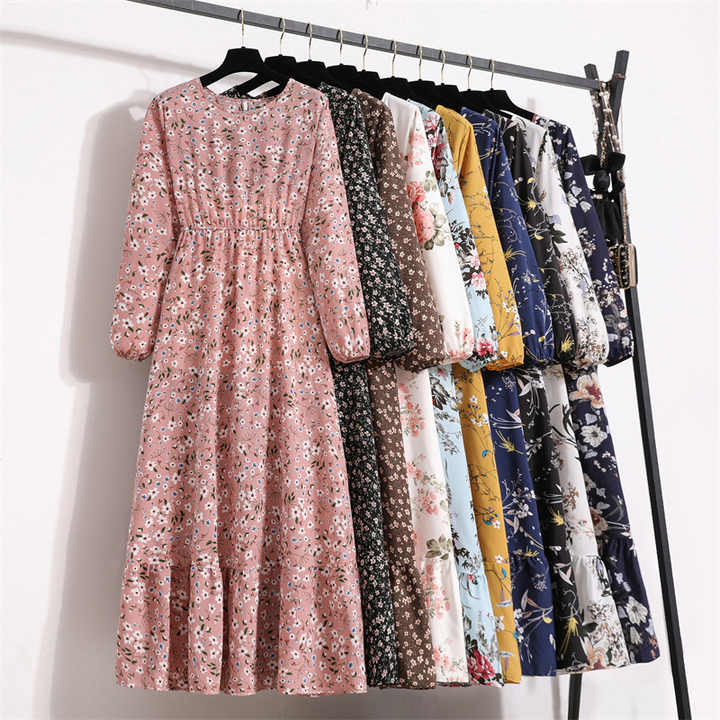 Modest Flower Pattern New Women's-فستان نسائي جديد