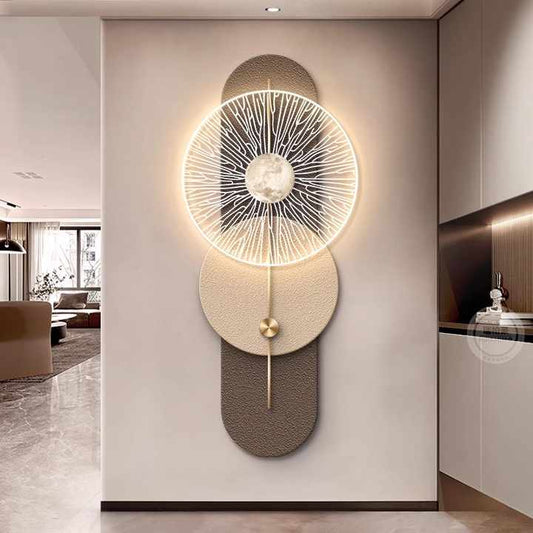 لوحة ضوء LED معدنية ثلاثية الأبعاد ، جدارية ذهبية   3   D Metal LED Light Panel, Luxury Gold Still Life Mural,
