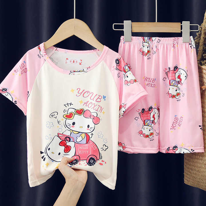 Girls' long-sleeved pajama set 