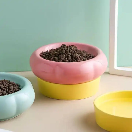 Cute double grain ceramic tray with anti-drip. Bowls and feeders. 