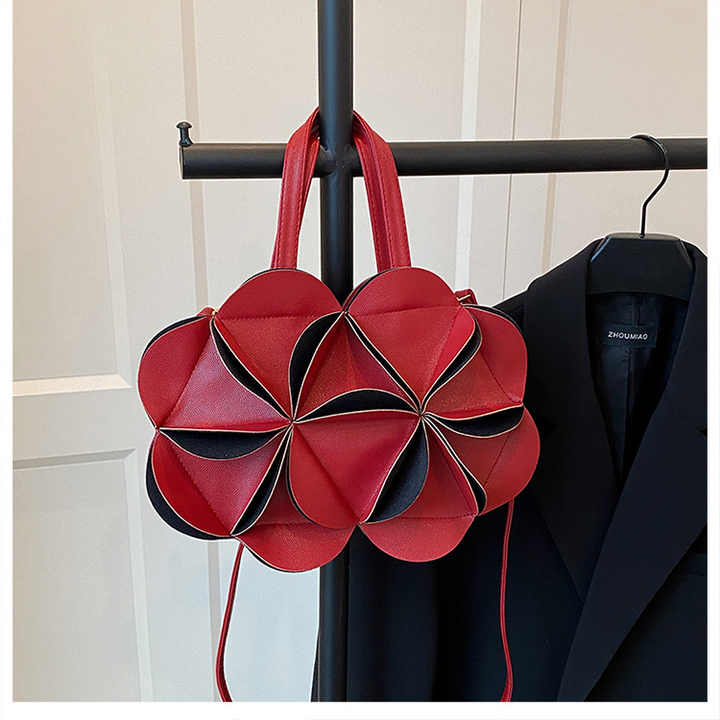 Red Flower Design Women's Bag Niche-حقيبة يد نسائية