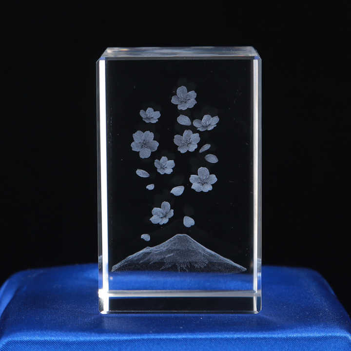 3D Laser Crystal Flower with Engraved Mount. 