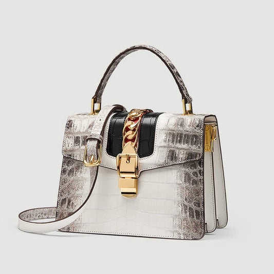 Luxury women's handbag made of genuine leather 