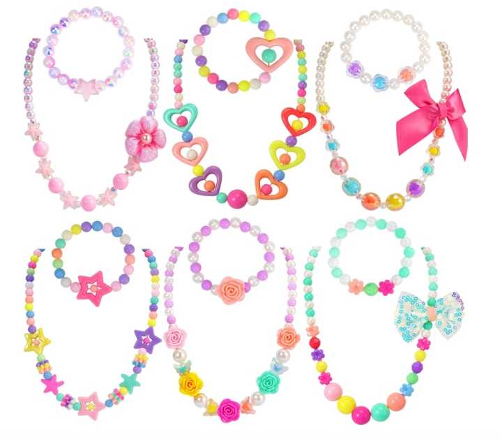 Classic children's jewelry, beaded necklaces and bracelets for girls, jewelry necklace and bracelet for children and girls 