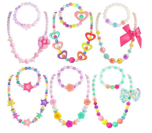Classic children's jewelry, beaded necklaces and bracelets for girls, jewelry necklace and bracelet for children and girls 