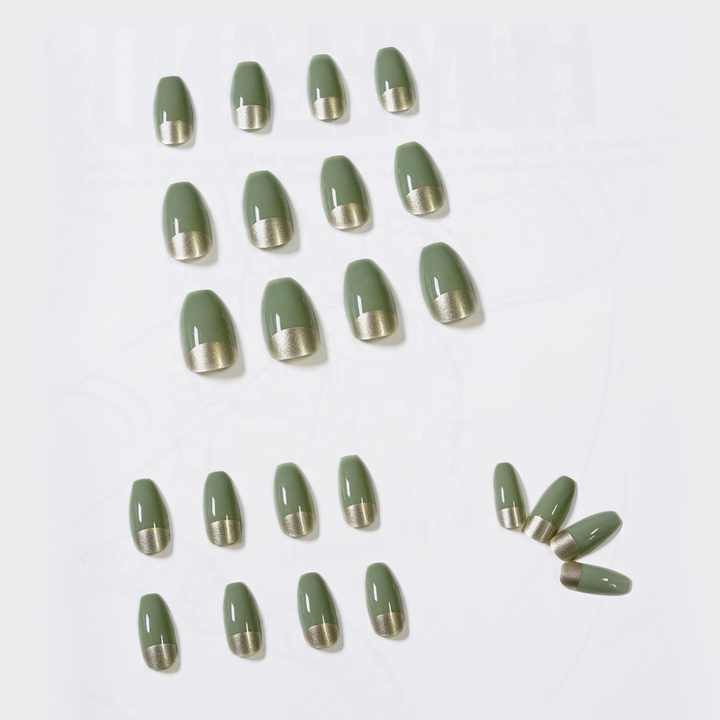 Short Matcha Green False Nails, 24 Pieces - Nails 
