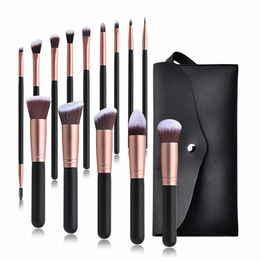 Makeup Brush Full Set High Qualityمجموعة كاملة من 14 فرشاة مكياج نباتية احترافية