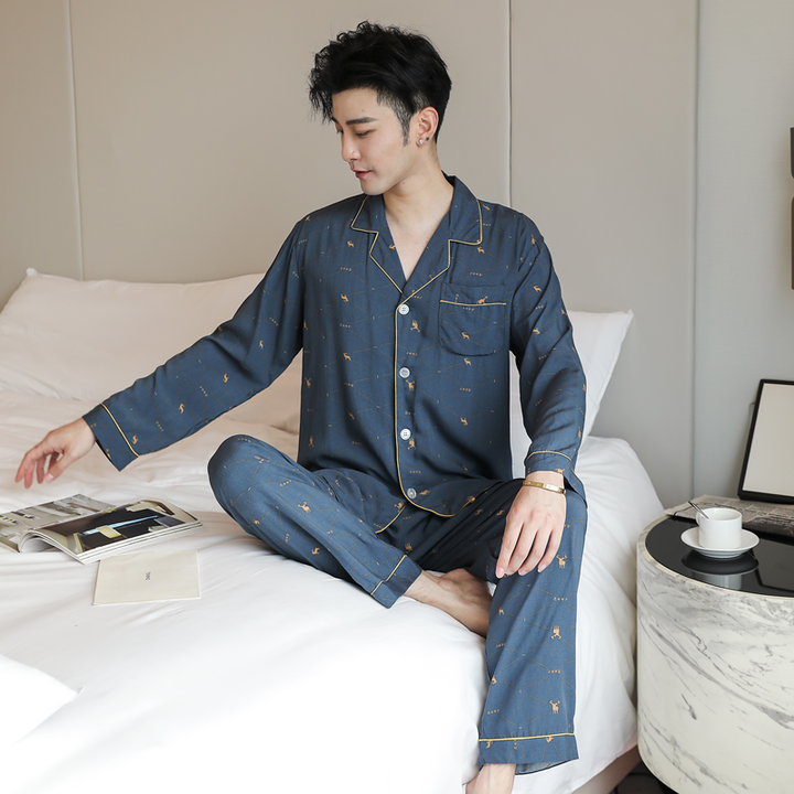 New men's cotton pajamas with sleeves 