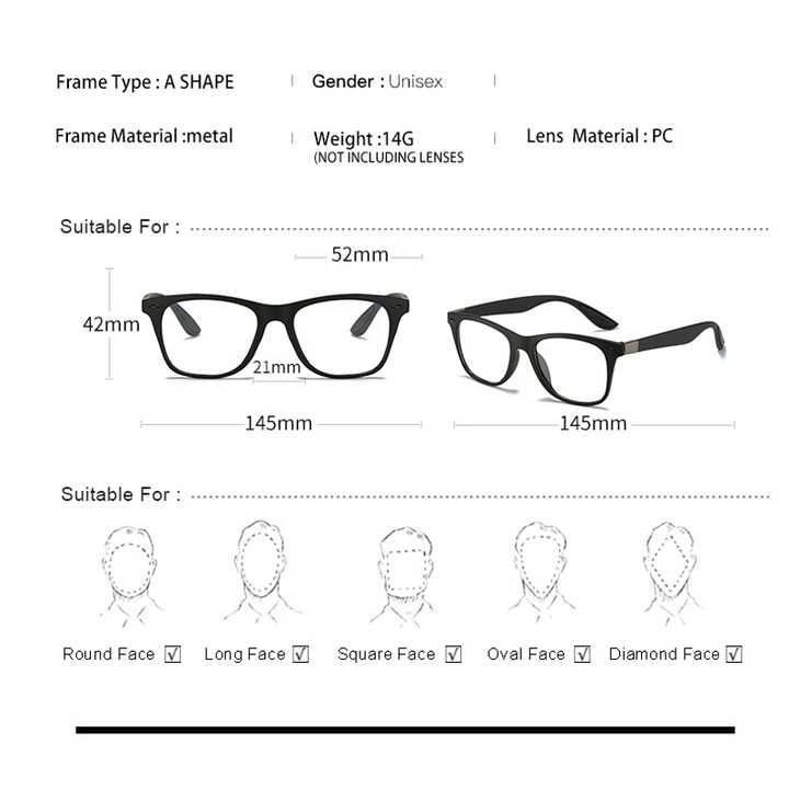 Square light glasses