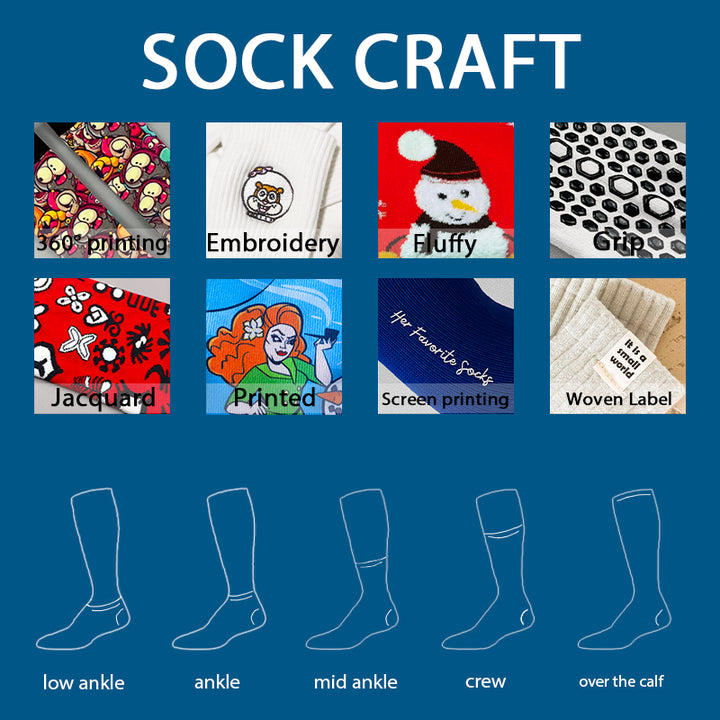 Uron عينة مجانية عالية الجودة مخصصة الجوارب طاقم شعار مخصص الرجال الجوارب ملابس الشارع Uron Free Sample High Quality Custom Crew Socks Custom Logo Men's Streetwear Socks