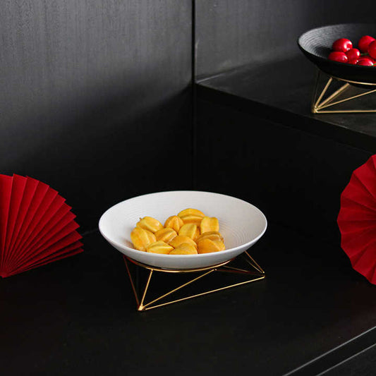 صينية تقديم سيراميك بيضاء فاخرة كبيرة  Large Luxury White Ceramic Serving Tray