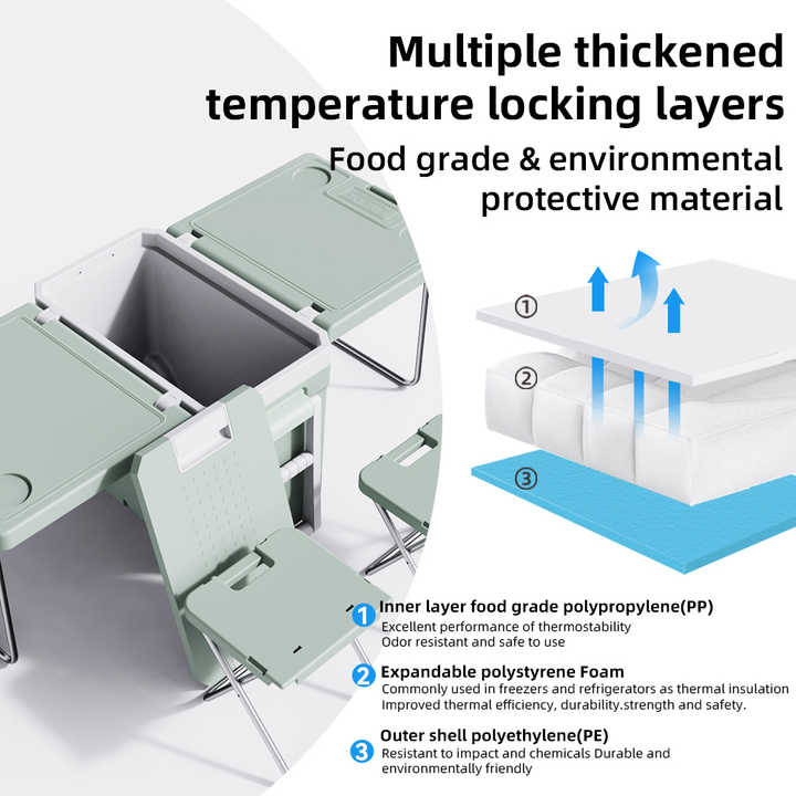 Outdoor Camping Plastic Cooler Boxes with Table and 