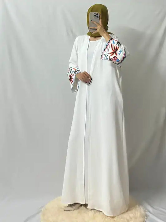 Open Front Abaya Muslim Kaftans Printed-عباية مفتوحة من الأمام