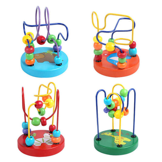 Colorful Baby Wooden Mini Around Beads Wire Maze Math Toys Children Kids Baby Educational Toy 