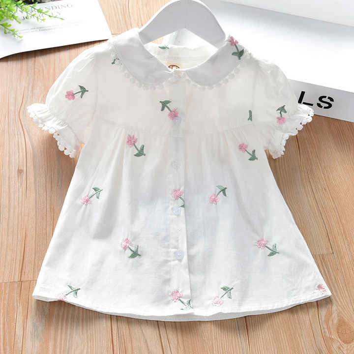 ملابس صيفية لطيفة للأطفال الصغار  Clothes Short Sleeve Shirt Dress for Little G