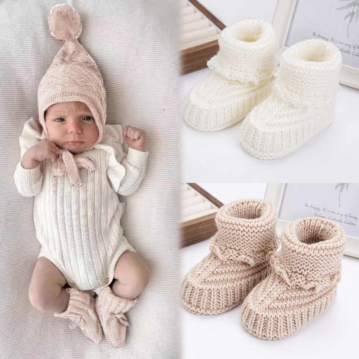 أحذية أطفال محبوكة من القطن -Striped cotton baby shoes