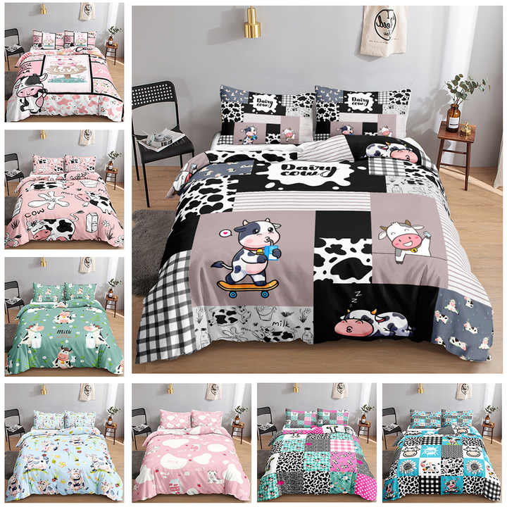 3D Cartoon Duvet Cover Set, 3 Pieces, Boys Girls, Pink 