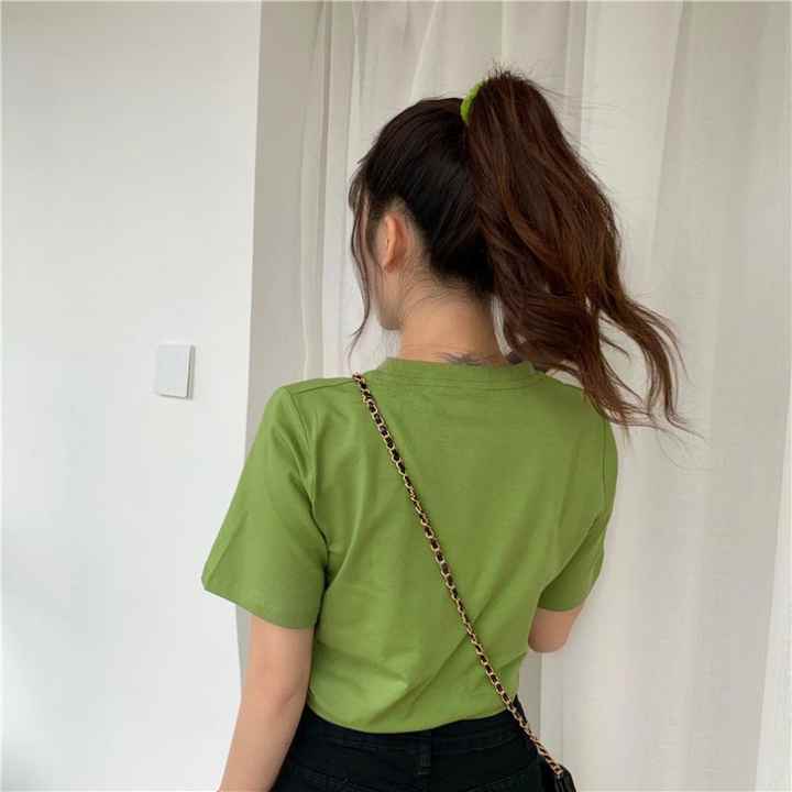Women's Shiny Crew Neck T-Shirts 
