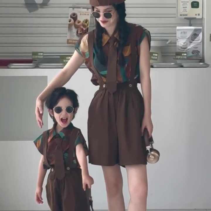 ملابس صيفية وصلت حديثًا ملابس للأم والابنة بنمط عتيق ، ملابس عائلية متطابقةNew Arrival Summer Clothes Mother and Daughter Outfits Vintage Style Family Matching Clothes