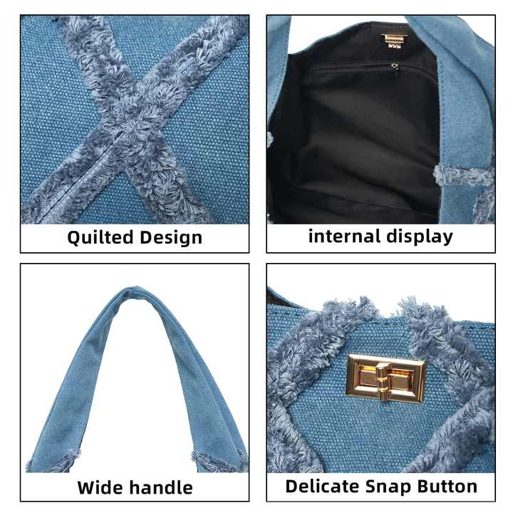 Denim Jean Women's Tote Bag High-حقيبة يد نسائية