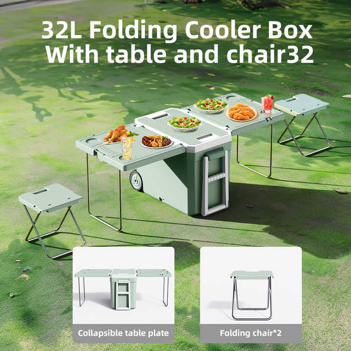 Outdoor Camping Plastic Cooler Boxes with Table and 
