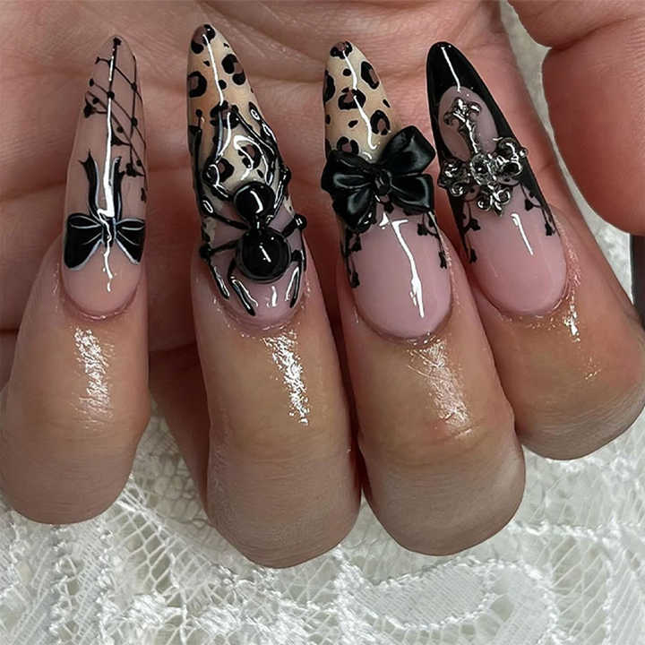 French Leopard Nail Art 
