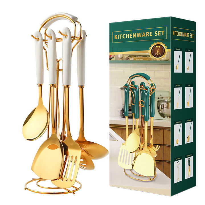 اكسسوارات المطبخ الذهب المواقد السيراميك  Accessories Gold Ceramic Cookware Set