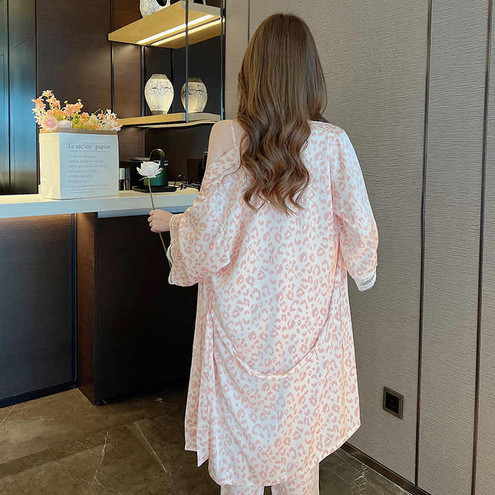 Sexy Satin Lace Pajamas 3 Pieces