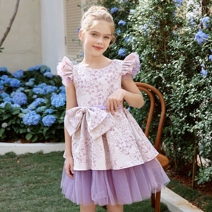 Children's Clothing Ball Gown for Kids-فستان أميرة صيفي بنفسجي