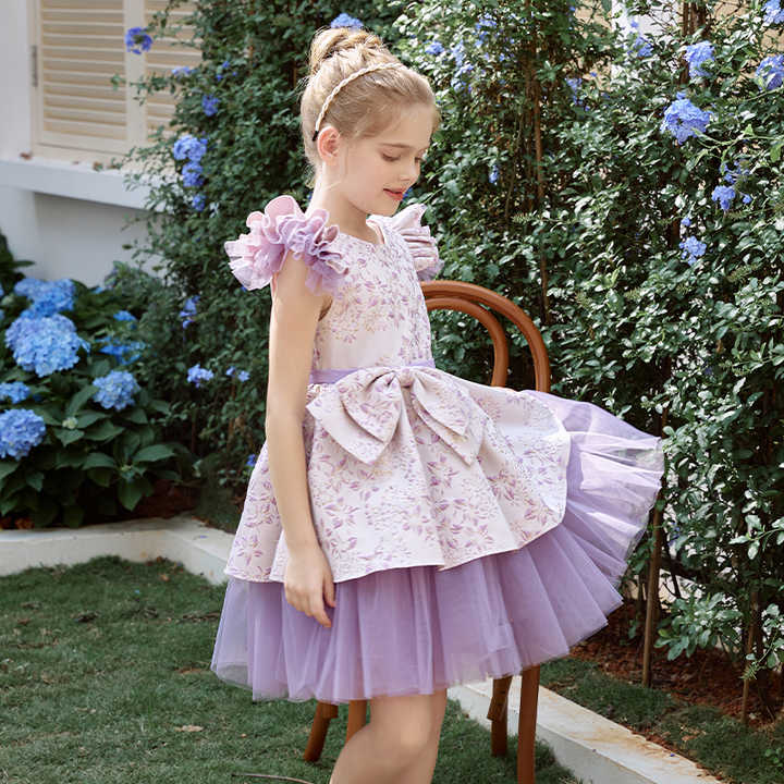 Children's Clothing Ball Gown for Kids-فستان أميرة صيفي بنفسجي