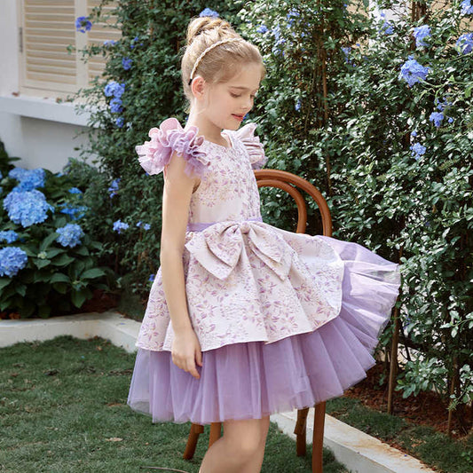 Children's Clothing Ball Gown for Kids-فستان أميرة صيفي بنفسجي