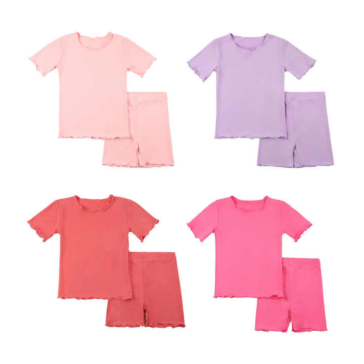 RTS ملابس أطفال مودال ملابس نوم بناتي بيجامات صيفية قصيرة 2 طقم ملابس منزليةRTS Modal Children's Clothing Girls' Sleepwear Summer Short Pajamas 2-piece Set Homewear